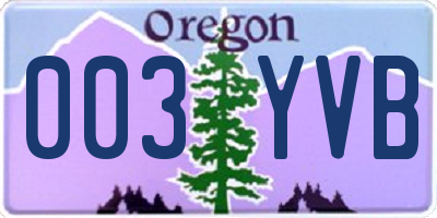 OR license plate 003YVB