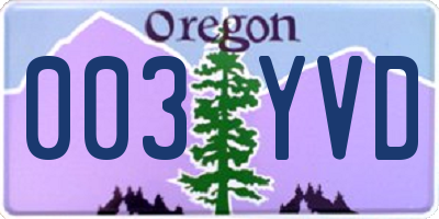 OR license plate 003YVD