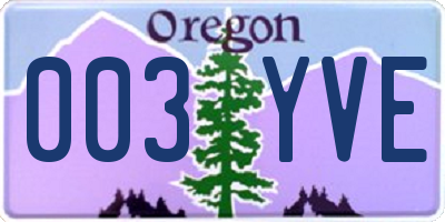 OR license plate 003YVE