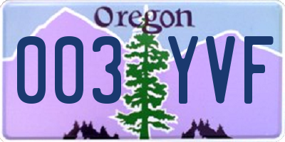 OR license plate 003YVF
