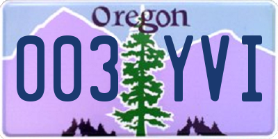 OR license plate 003YVI