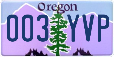 OR license plate 003YVP