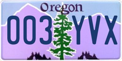 OR license plate 003YVX