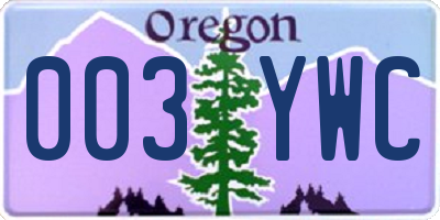 OR license plate 003YWC
