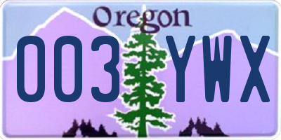 OR license plate 003YWX