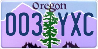 OR license plate 003YXC