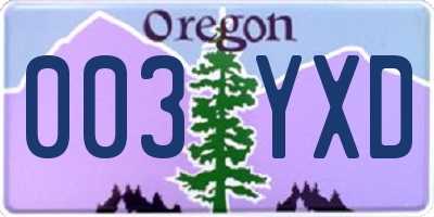 OR license plate 003YXD