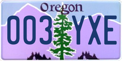 OR license plate 003YXE