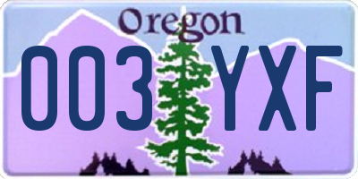 OR license plate 003YXF