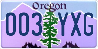 OR license plate 003YXG