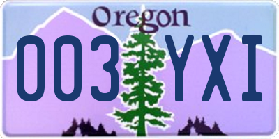 OR license plate 003YXI