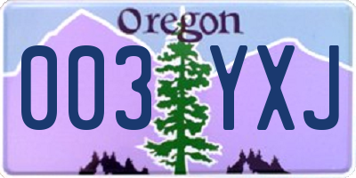 OR license plate 003YXJ