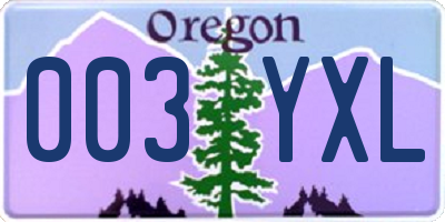 OR license plate 003YXL