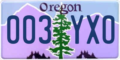 OR license plate 003YXO