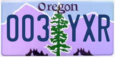 OR license plate 003YXR
