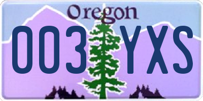 OR license plate 003YXS