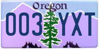 OR license plate 003YXT