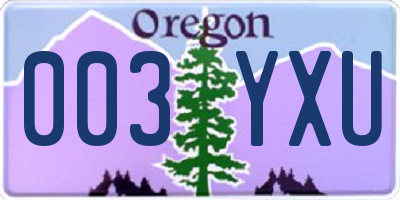 OR license plate 003YXU