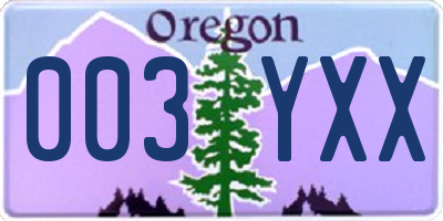 OR license plate 003YXX