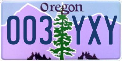 OR license plate 003YXY