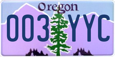 OR license plate 003YYC