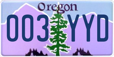 OR license plate 003YYD