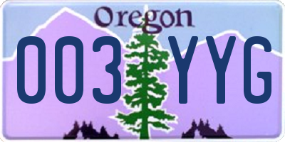 OR license plate 003YYG