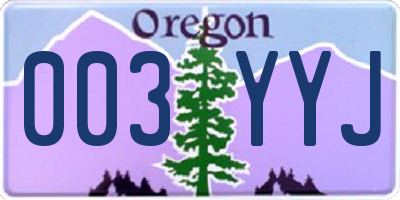 OR license plate 003YYJ
