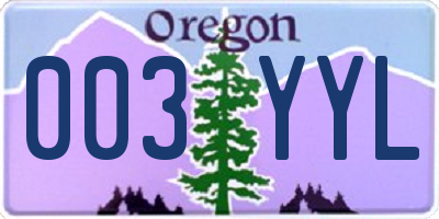 OR license plate 003YYL