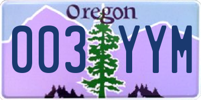 OR license plate 003YYM