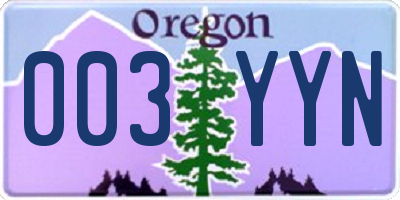 OR license plate 003YYN