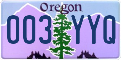 OR license plate 003YYQ