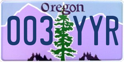 OR license plate 003YYR