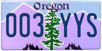 OR license plate 003YYS