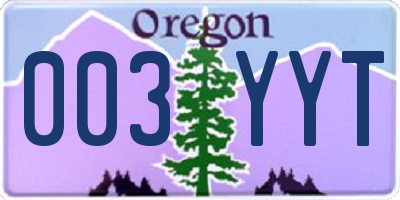 OR license plate 003YYT