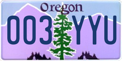 OR license plate 003YYU