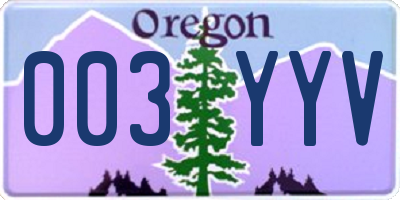OR license plate 003YYV
