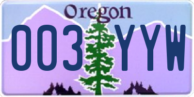 OR license plate 003YYW
