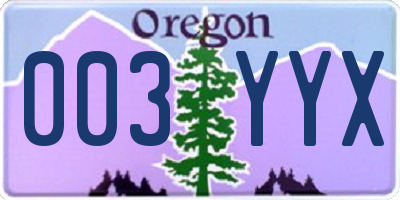 OR license plate 003YYX