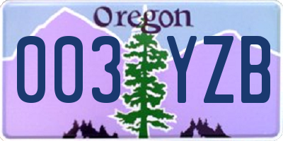 OR license plate 003YZB