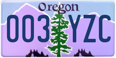 OR license plate 003YZC