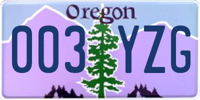 OR license plate 003YZG