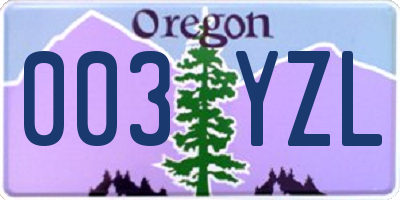 OR license plate 003YZL
