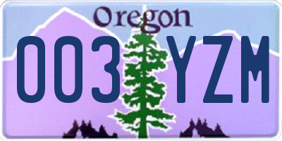 OR license plate 003YZM