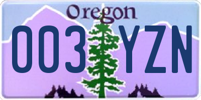 OR license plate 003YZN