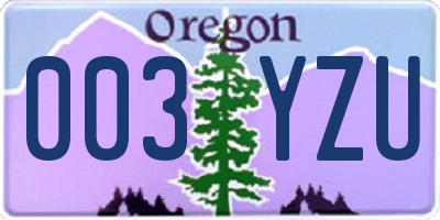 OR license plate 003YZU