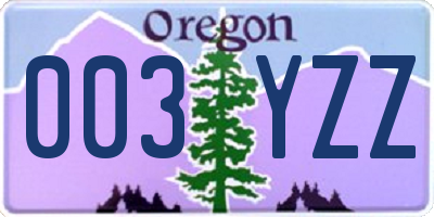 OR license plate 003YZZ