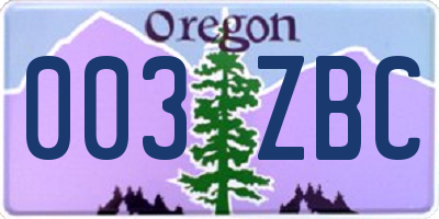 OR license plate 003ZBC