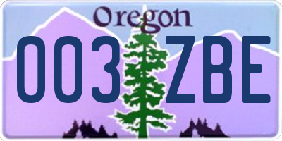 OR license plate 003ZBE