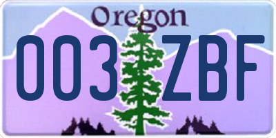 OR license plate 003ZBF